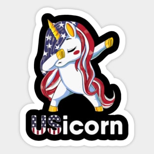 USA Flag Dabbing Unicorn Dress Stuff 4th of July G Sticker